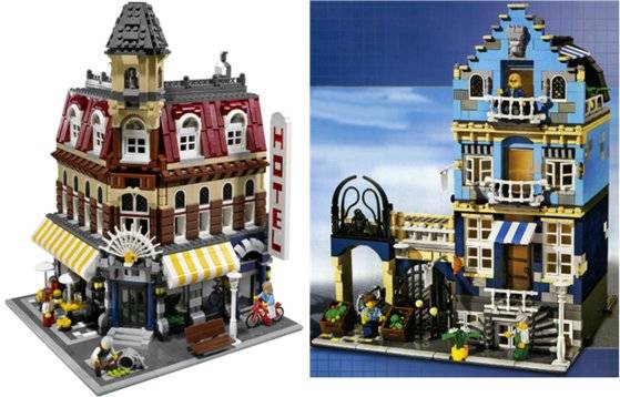 레고팬 사이에서 소장 가치가 높다는 평가를 받는 ‘카페코너’(왼쪽)와 ‘마켓 스트리트’. [사진 레고]