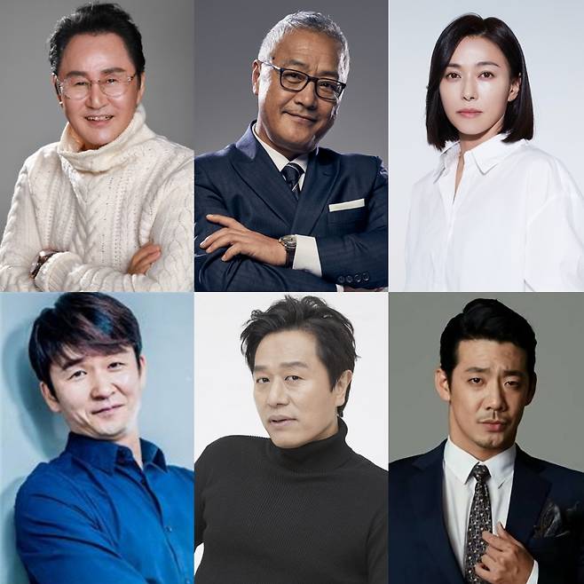 배우 김병기, 이경영, 장영남, 김종태, 김민상, 김도현 /사진제공=달콤이앤엠, 다홍엔터테인먼트, 앤드마크, 파크플러스엔터테인먼트, 바를정엔터테인먼트, 9아토엔터테인먼트