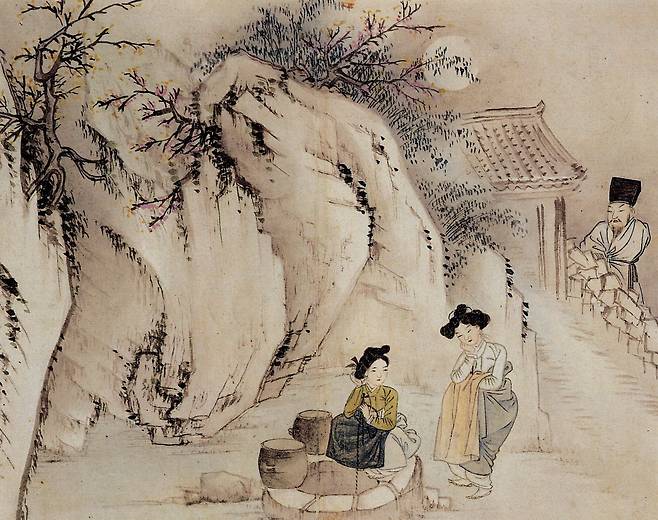 신윤복, '정변야화'(18세기 후반~19세기 전반), 종이에 채색, 28.2x35.6cm, 간송미술관 소장