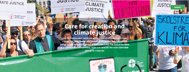 세계교회협의회(WCC)가 기후위기 대응을 강조하며 인터넷 홈페이지를 통해 안내하고 있는 ‘창조 세계와 기후 정의에 대한 관심’ 프로그램. WCC 홈페이지