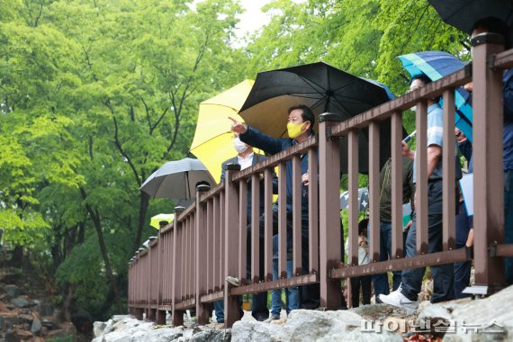 조광한 남양주시장 15일 청학밸리리조트 정비현장 점검. 사진제공=남양주시