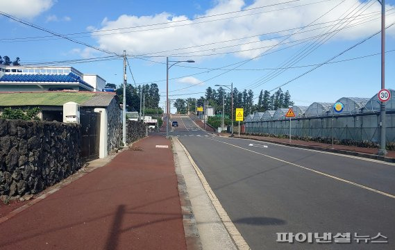 서귀포시 서호초등학교 자녀 안심 '그린 숲' 조상사업 전(아래)과 후(위).