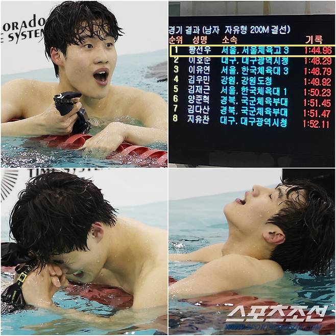 황선우 자유형 200m 세계주니어신기록 작성 순간<저작권자(c) 연합뉴스, 무단 전재-재배포 금지>
