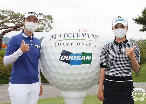 2021년 한국여자프로골프(KLPGA) 투어 두산 매치플레이 챔피언십에 출전한 안나린, 허다빈 프로. 사진제공=KLPGA