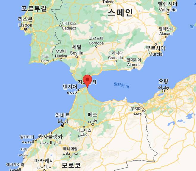 세우타는 아프리카 모로코 북부의 스페인령 자치도시다. 구글 지도 화면 갈무리