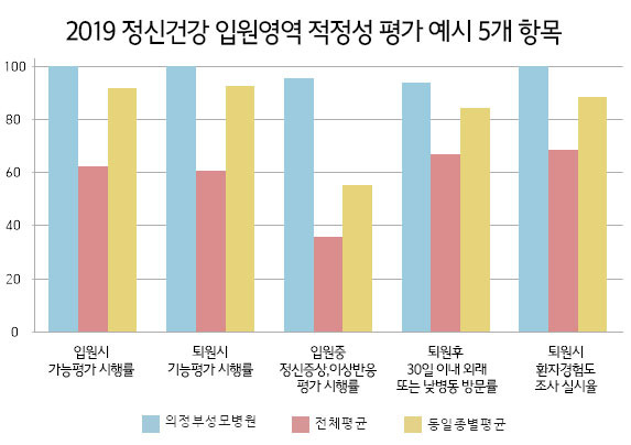 평가지표 예시 5개항목. 의정부성모병원 제공