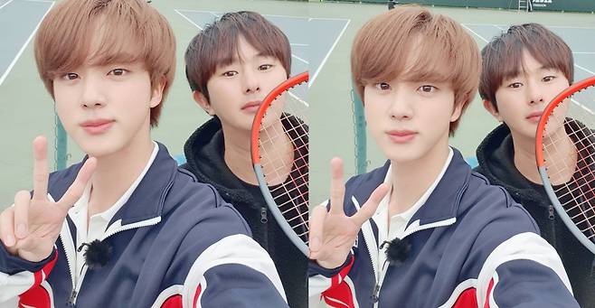 방탄소년단 진(BTS JIN)과 김상균 테니스 코치