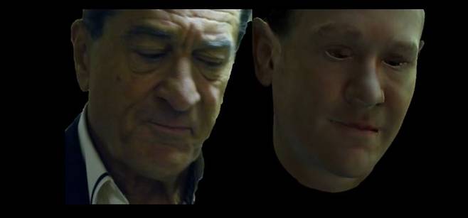 영화 '버스657(Heist)' 주인공 로버트 드니로의 얼굴에 더빙 성우의 입술 움직임을 합성하는 과정. [플로리스(Flawless) 사이트 캡처]