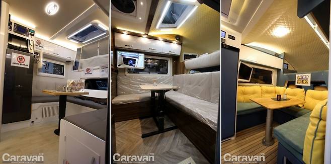 프라임 640 vs 트레블라인 650의 전면부 라운지 공간 vs 베이런 640 시그니처