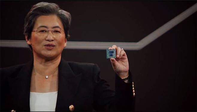 컴퓨텍스에서 새 프로세서 프로토타입을 공개 중인 리사 수 AMD CEO (출처=AMD)