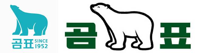 곰표 현재 BI(왼쪽)와 상표 로고(오른쪽). 로고 속 백곰 이미지가 최근 곰표 브랜드 리빌딩 과정에서 ‘표곰이’ 캐릭터로 재탄생했다.(사진=대한제분 제공)