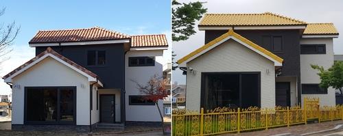 갈색 스페인식 기와를 노란색으로 칠한 전남 장성군 장성읍 한 주택 [독자 제공. 재판매 및 DB 금지]