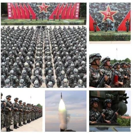 중국 인민해방군 80집단군은 '신궁' 방공여단의 출정식 사진과 함께 로켓포를 쏘는 훈련 장면을 공개했다. [웨이보 캡쳐]