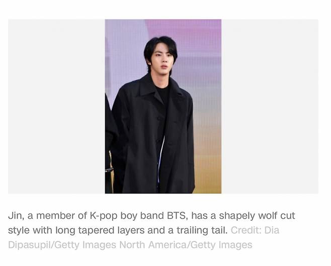 '울프컷의 아이콘' 방탄소년단 진, 글로벌 패션 이끄는 '美의 남신'