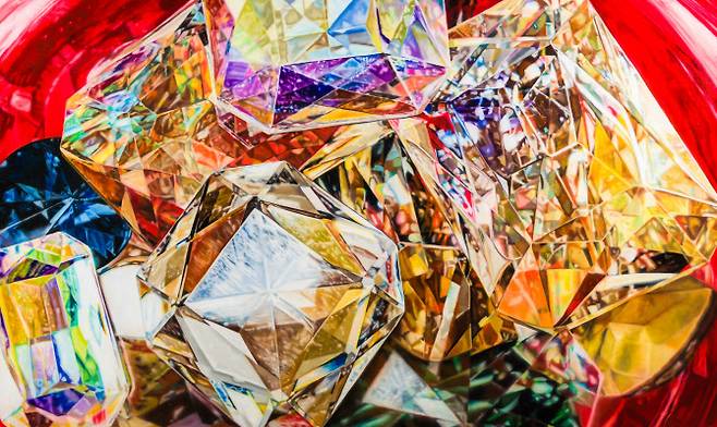 허유진 ‘플라스틱 다이아몬드’(2021), 캔버스에 오일, 162.2×97㎝(사진=이길이구갤러리)