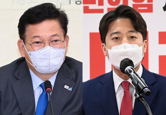 송영길 더불어민주당 대표(왼쪽)과 이준석 국민의힘 대표. 오종택 기자, 연합뉴스