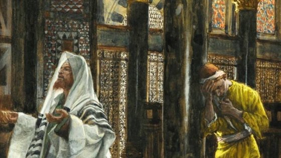 예수 당시 바리새인들은 뱀이 발목을 타고 올라와도 기도를 멈추지 않았다. 성경에 등장하는 바리새인과 세리의 기도 일화를 다룬 제임스 티소의 작품. [중앙포토]