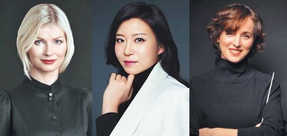 지난해 10월부터 올해 6월까지 서울시향, KBS교향악단, 코심의 정기공연 포디움에 섰거나 설 예정인 여성 지휘자들. 왼쪽부터 아누 탈리, 성시연, 달리아 스타세브스카.
