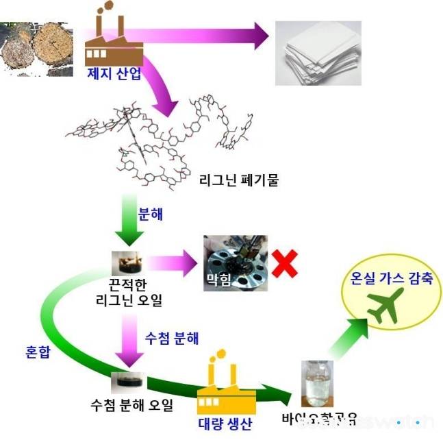 리그닌 폐기물 재활용을 통한 항공유 생산 기술 모식도/자료=한국과학기술연구원 제공