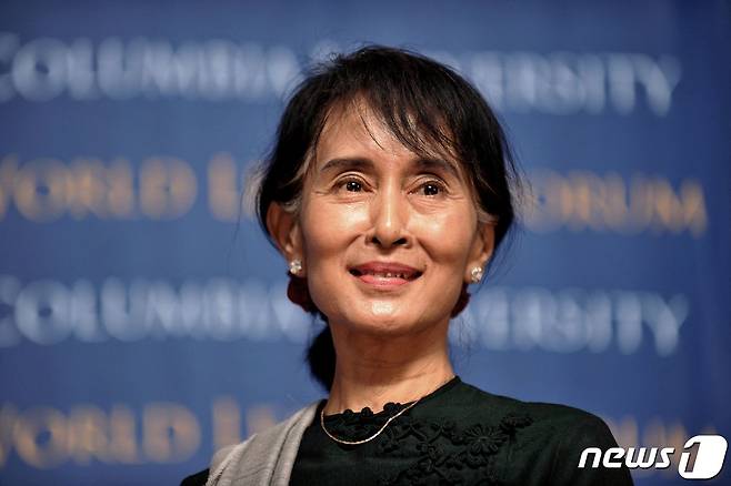 아웅산 수치 미얀마 국가고문에 대한 재판이 14일 시작됐다. © AFP=뉴스1