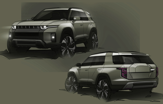 A sketch of SsangYong Motor's new midsize SUV model, known by project name J100. [SSANGYONG MOTOR]