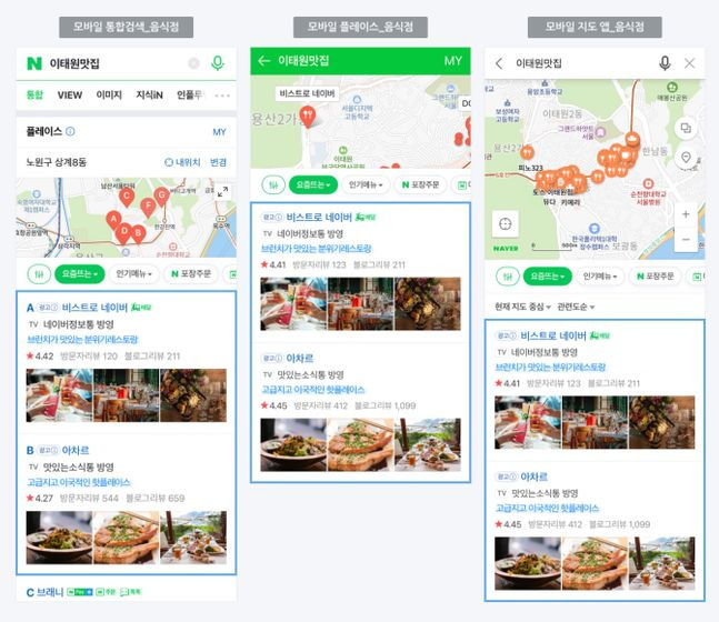 네이버 ‘플레이스 광고’ 노출 형태.ⓒ네이버