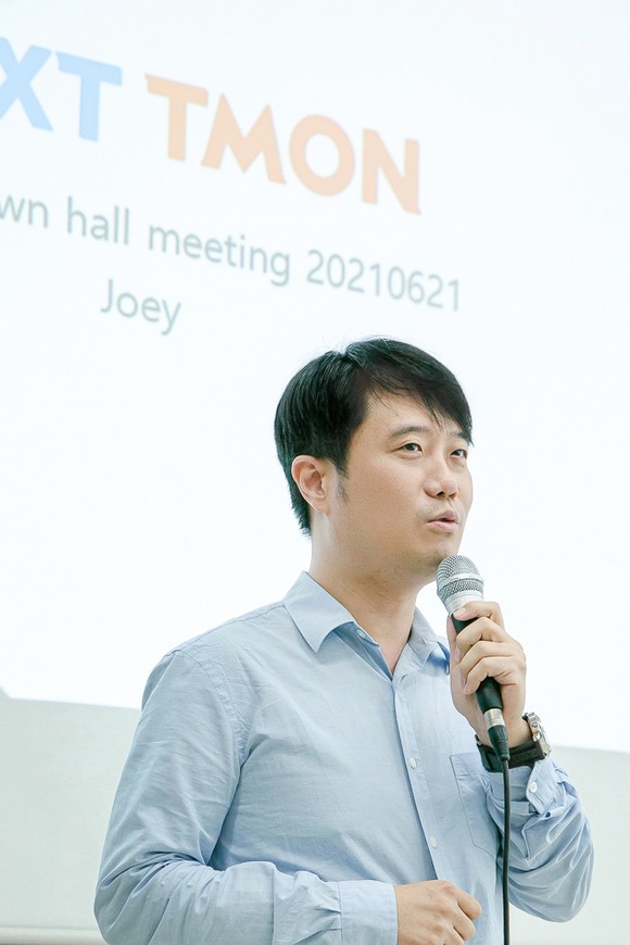 장윤석 티몬 신임 대표는 21일 열린 임직원 타운홀미팅에서 "티몬이라는 새로운 스타트업에 입사했다는 마음으로 일해달라"고 당부했다. /티몬 제공