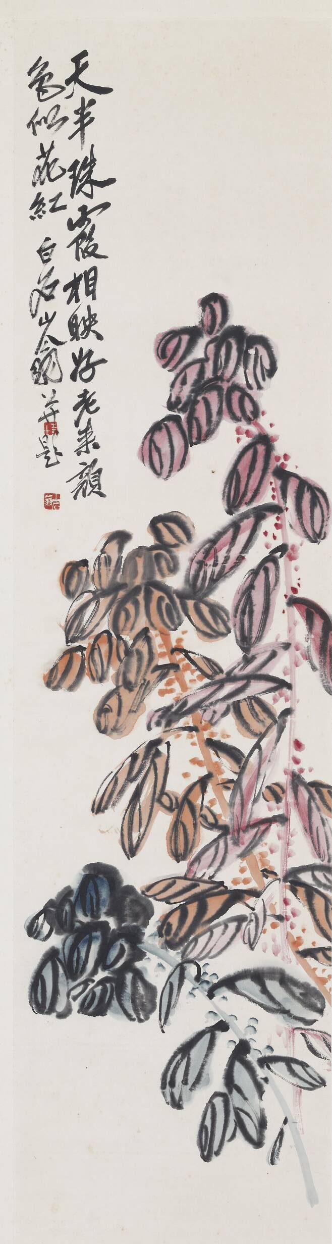 '서세옥 컬렉션'에 포함된 중국 화가 치바이스의 수묵담채(134x34.5cm). /성북구립미술관