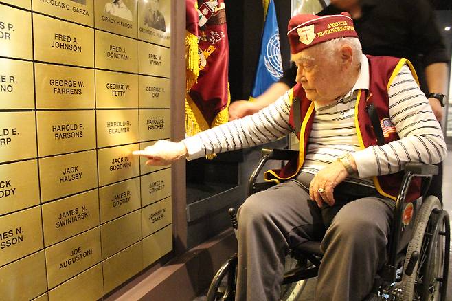 지난해 별세한 미군 스미스부대 참전용사 고(故) 잭 굿윈의 모습. 오산 죽미령 평화공원 제공