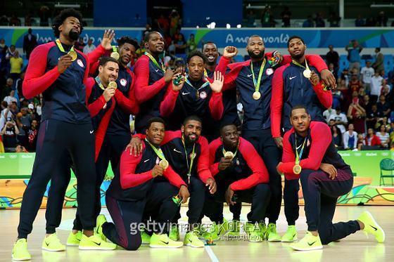 2016년 리우데자네이루 올림픽 당시의 미국 남자농구 대표팀. 사진=게티이미지
