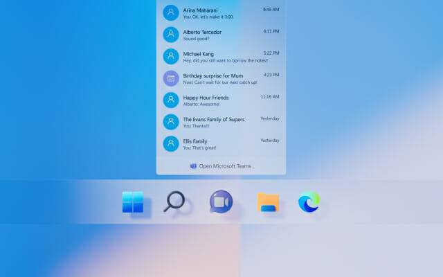 윈도11은 채팅 창을 통합했다.