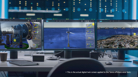 두산중공업의 해양풍력발전기 디지털 트윈 시스템 운영현장  두산중공업 제공