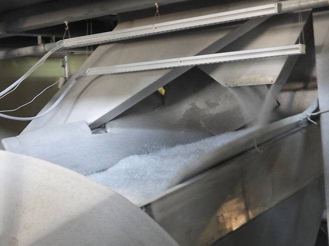 페트병 재활용 공장에서 만든 플레이크(페트병 조각). 강찬수 기자