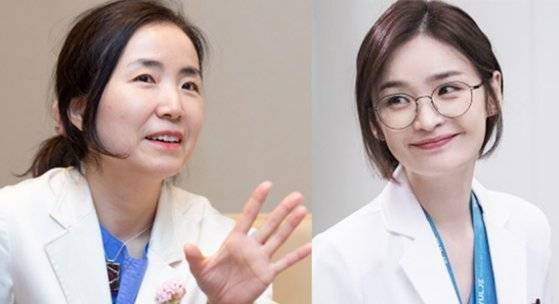 드라마 '슬기로운 의사생활' 속 전미도(오른쪽)와 채송화 실제인물 오수영 교수. [출처: 중앙일보]