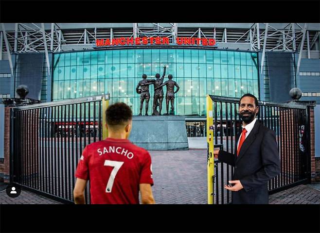 ▲ 리오 퍼디난드가 '신입생' 제이든 산초를 반겼다 ⓒ퍼디난드 인스타그램