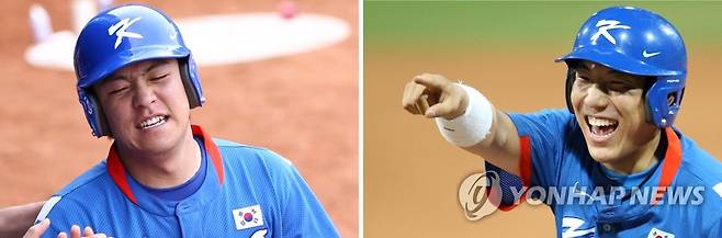 두 번째 올림픽 금메달 사냥 나서는 강민호와 김현수 (서울=연합뉴스) 2008 베이징 올림픽에서 각각 23세, 20세의 나이로 금메달을 목에 걸었던 강민호와 김현수는 도쿄에서는 '최고참'으로서 두 번째 금메달 사냥에 나서게 됐다. 2021.6.16 [연합뉴스 자료사진] photo@yna.co.kr