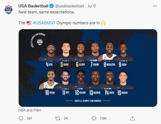 사진=USA 바스켓볼 SNS 트위터 캡쳐