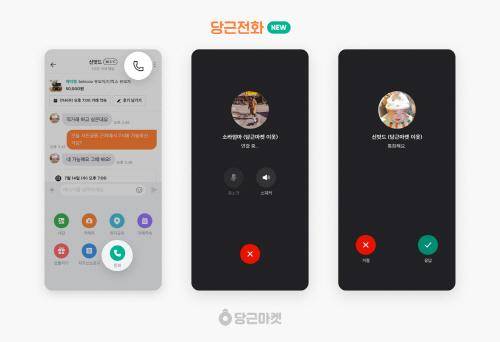 당근마켓이 14일 정식 서비스를 시작한 일종의 인터넷전화인 '당근전화' 이용 화면. 당근마켓 제공
