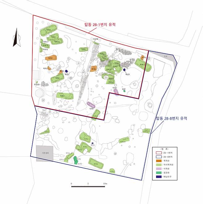 경주 탑동유적 발굴지 지도