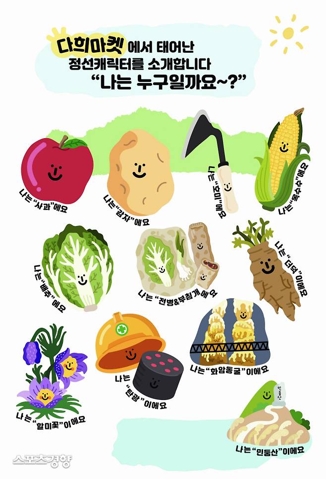 다희마켓의 여러 캐릭터들.