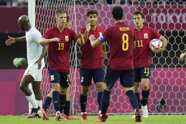코트디부아르를 누르고 올림픽 축구 남자 4강전에 오른 스페인. 미야기 | 연합뉴스