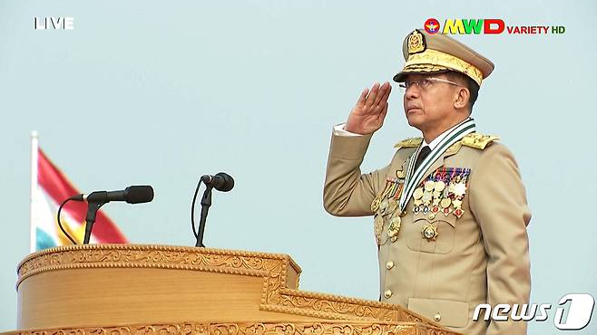 민 아웅 흘라잉 미얀마군 총사령관.© AFP=뉴스1 © News1 우동명 기자
