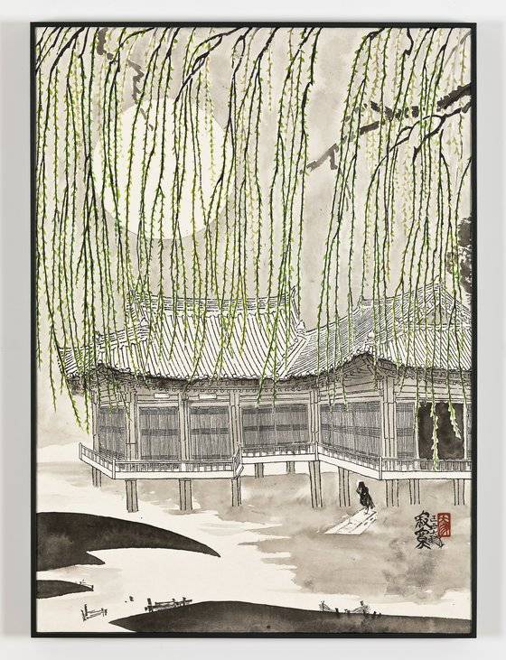 뱍대성, 버들, 2021, 한지에 먹, 69.5x50cm. [사진 인사아트센터]