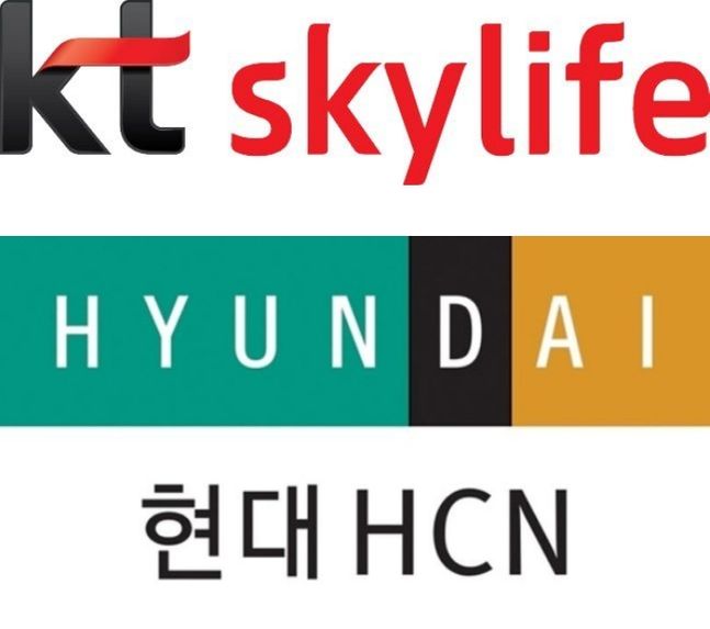KT스카이라이프(위쪽)와 현대HCN 로고.ⓒ각사