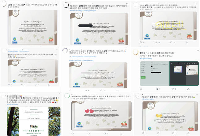 한국 누리꾼들이 터키 산불 소식에 묘목 기부에 나서는 등 따뜻한 위로를 전하고 있다. ⓒ트위터 캡처