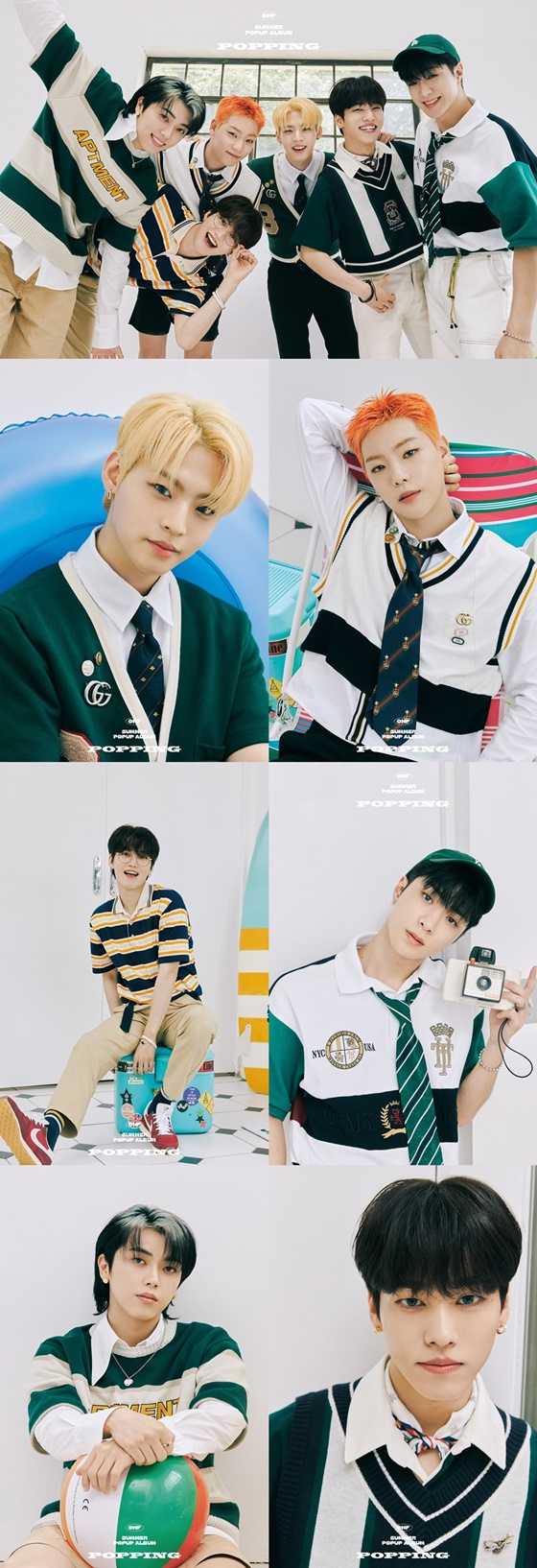 WM Entertainment, a subsidiary company, released a new concept photo group cut and a personal cut of the summer pop-up album POPPING which will be released on August 9th on the ONF official SNS channel on the 6th.The ONF members in the open concept photo are giving off bright and cheerful energy with casual and energetic Sukluk styling.Summer atmosphere such as ball, tube, surfboard, and other accessories and white space added a clear and cool atmosphere to further enhance the fresh atmosphere of Summer album.Especially, the free and personalityful eyes and poses of the members who express the concept in their own way are filled with ONFs unique charm, and attention is focused on the soft concept that will be more ripe with this album.ONF is the first full-length album released in February and the repackaged album released in April. It has won the top of various domestic music sites, achieving its own first sales record, achieving 10 million views of the shortest time music video, and winning the first music broadcast after debut.In addition, it has proved its stronger global influence with the attention of the United States of America economic magazine Forbes and the United States of America famous media TIME.ONF will release the summer pop-up album POPPING through various music sites at 6 pm on the 9th day.