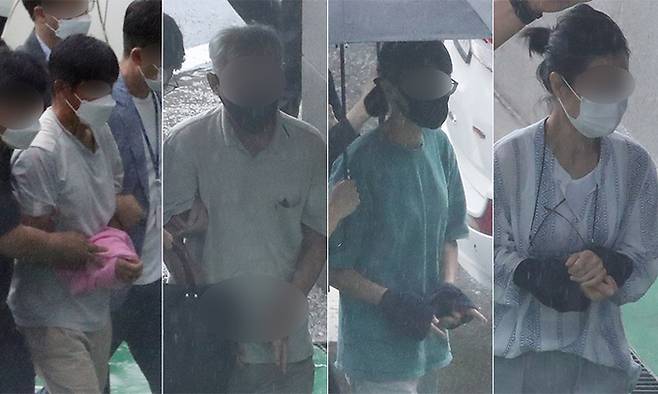 지난 2일 청주지법에서 북한의 지령을 받고 스텔스 전투기 도입 반대 활동을 했다는 의혹을 받는 자주통일 충북동지회 회원 4명이 구속 전 피의자 심문(영장실질심사)에 출석하고 있다. 청주=뉴스1