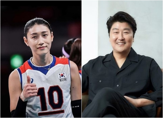 김연경 선수와 배우 송강호. FIVB 및 CJ엔터테인먼트 제공.