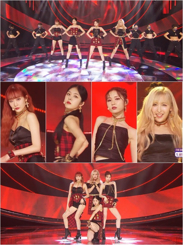 스카이리가 10일 SBS MTV ‘더쇼’에서 데뷔곡 ‘천사의 날개를 내게줘’의 첫 무대를 펼치고 있다. SBS