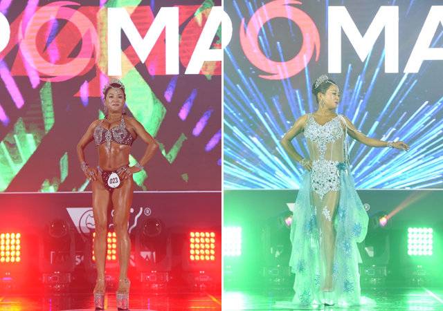 윤하나 교수가 7월 말 열린 2021맥스큐 머슬마니아 피트니스 코리아챔피언십 대회에서 연기를 하고 있다. 윤하나 교수 제공.